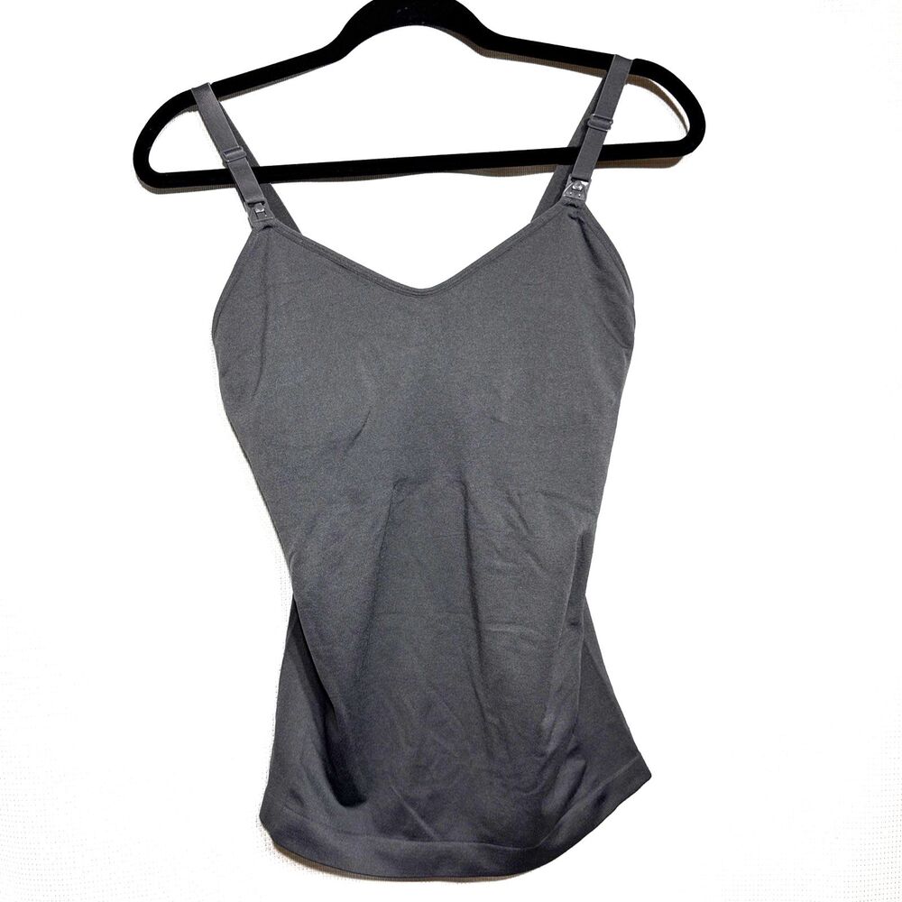 Seamless Nursing Clip Cami Women's Gray Maternity Breastfeeding Basic - L - NWT